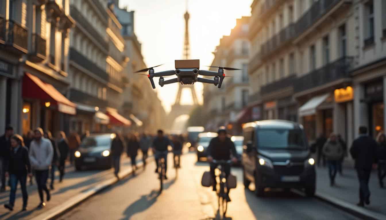 Illustration: Ce que le transport et la logistique par drone à Paris changent pour la ville